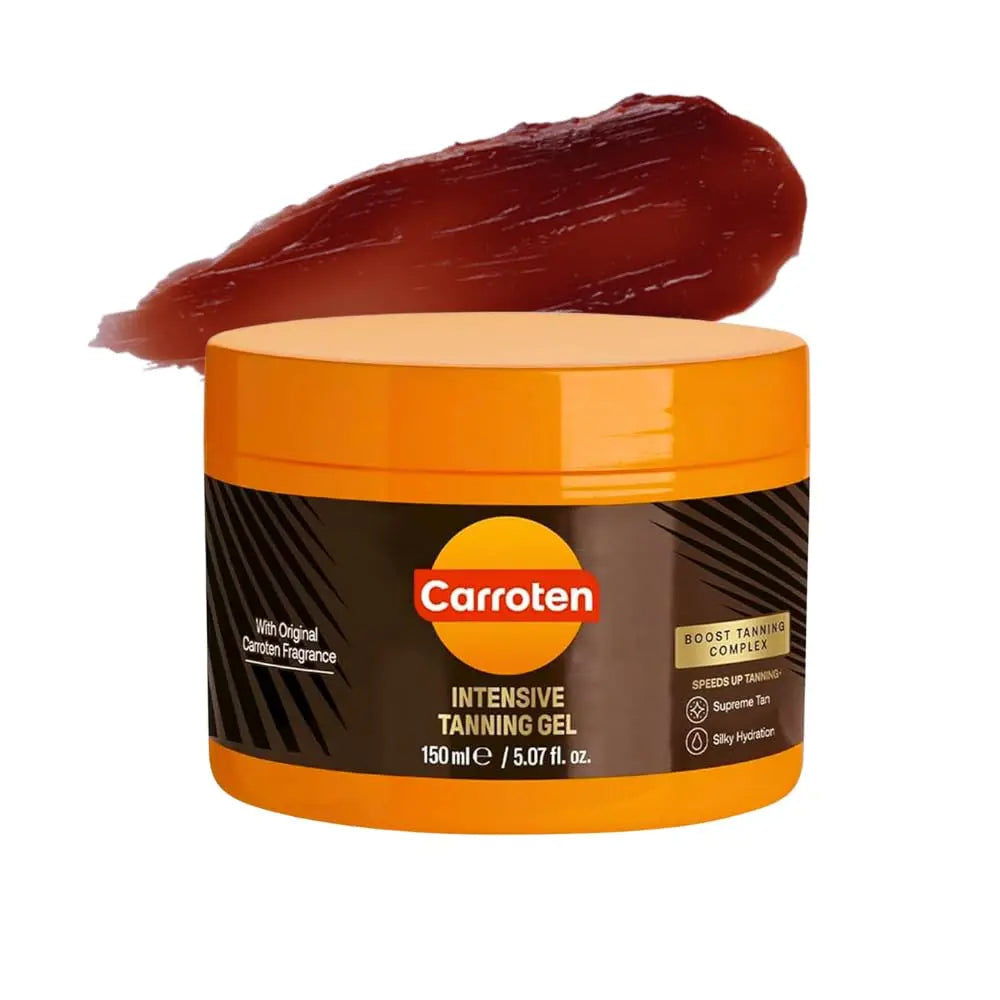 Carroten Intensive Tanning Gel | Browning Tan Accelerator | Non-Greasy, Water-Resistant with Carrot & Coconut Oil | Vitamin a & E for Moisture & Hydration | 5 Fl Oz