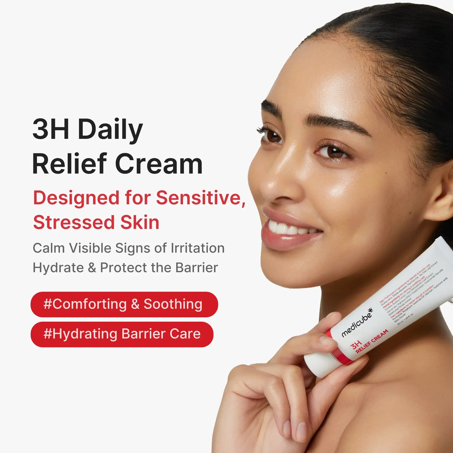[Medicube] 3H Relief Cream | Daily Soothing Moisturizer for Troubled & Delicate Skin, Hydrating, Cooling, Barrier Support Care | Centella Asiatica, Tea Tree Extract, Aloe, Hyaluronic Acid | Korean Skincare, K-Beauty
