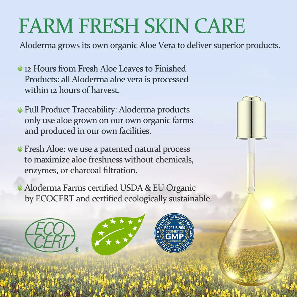 Aloderma Aloe Vera Gel Made within 12 Hours of Harvest with 96% Pure Organic Aloe Vera for Skin, Scalp, & Hair, Soothing Aloe Face Moisturizer, Multipurpose, Hydrating Aloe Gel, 7.05Oz
