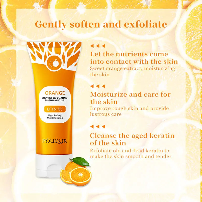 Orange Exfoliating Gel, Moisturizer Face Body Scrub Gel,Deep Cleansing Moisturizing Facial Exfoliator,Natural Orange Peeling Gel Face Scrub
