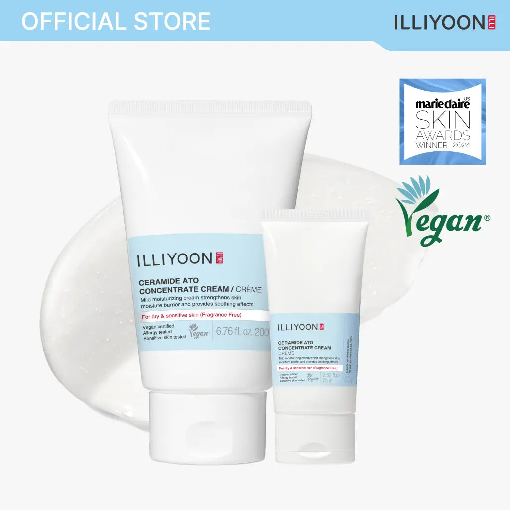 [ILLIYOON] Ceramide Ato Concentrate Cream | Moisturizer for Dry & Sensitive Skin, 100Hr Lasting Hydration, for Face & Body, Gentle for Infants, Moisture Barrier Repair, Vegan Certified, 6.76 Fl.Oz. Summervibe
