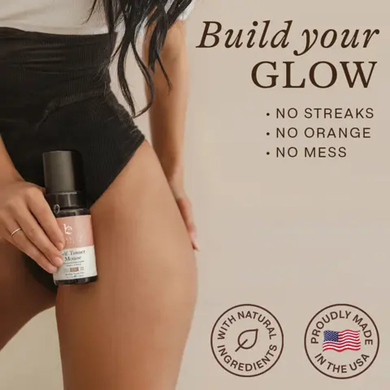Beauty by Earth Self Tanner Body Mousse Travel Size - Best Gradual Self Tanner Clean Ingredients USA Made Cruelty Free Safe Tanning Foam Sunless Golden Streak Free Fake Tan Skincare Lightweight