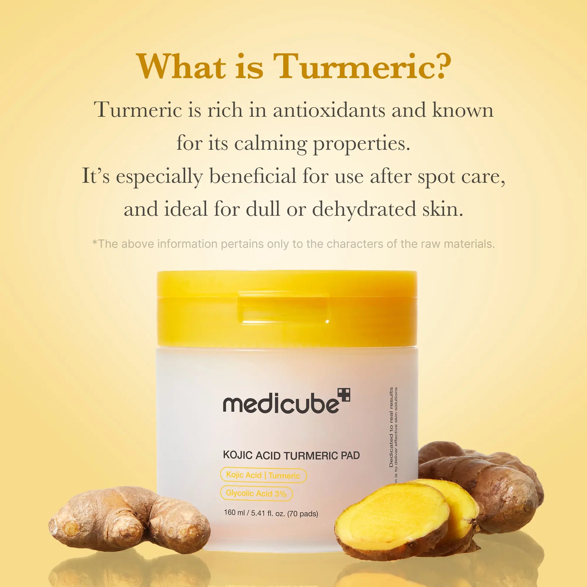 [Medicube] Kojic Acid Turmeric Clarifying Toner Pad for Troubled Skin & Use after Spot Care | Soothing & Calming with Turmeric, Niacinamide, Glycolic Acid | Korean Skin Care, 70 Pads