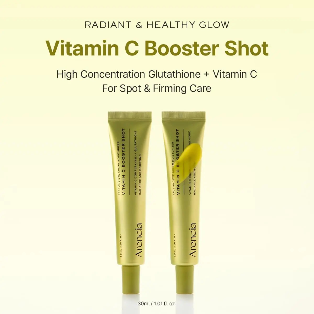 Arencia Unscented Vitamin C Booster Shot Glow Serum - with Glutathione, Niacinamide & Vitamin E, 30Ml/1.01 Fl.Oz Korean Skincare for Fade Dark Spots, Skin Repair, Brighten Skin Tones - Face Care Products, Beauty Products