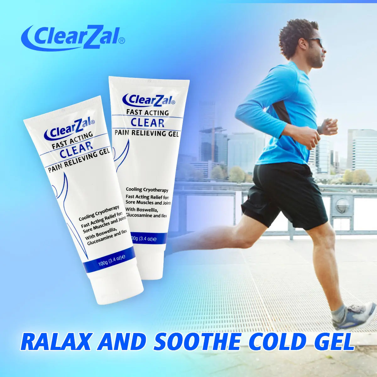 Clearzal Soothing Cooling Gel 100G, Relieving Body Gel, Cooling with Menthol and Frankincense, Helps Relieve Muscle Tension , Relax Your Waist, Legs, Knees, Shoulders and Neck to Relieve Fatigue, Sports Soothing Cooling Gel Body Care Lotions