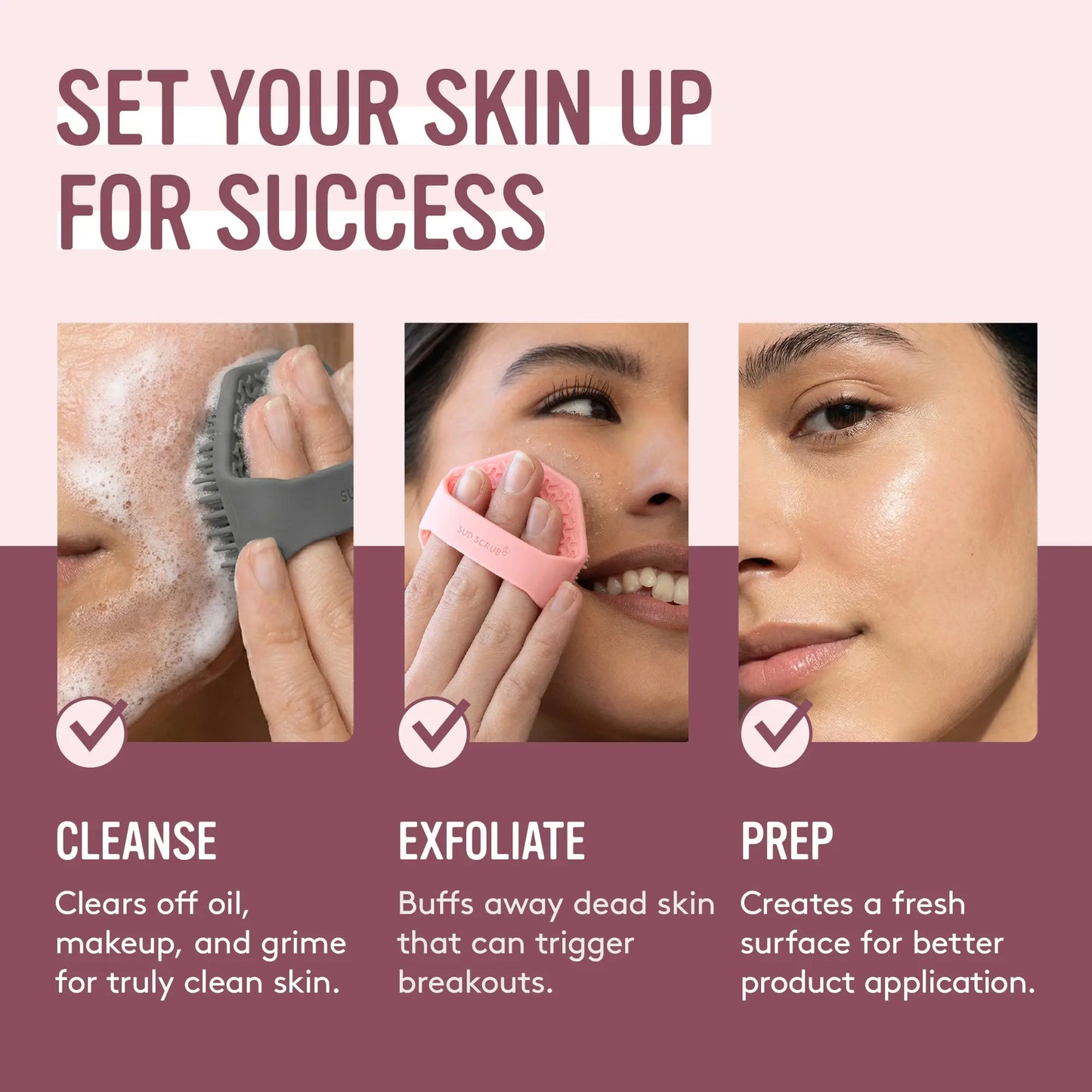 Sud Scrub Face Scrubber – Antimicrobial Silicone Facial Cleansing Brush for Acne, Blackheads, Pores & Sensitive Skin | Exfoliating Face Cleanser Tool for Oily Skin, Dead Skin Removal, Deep Clean, Skincare Tool for Men & Women