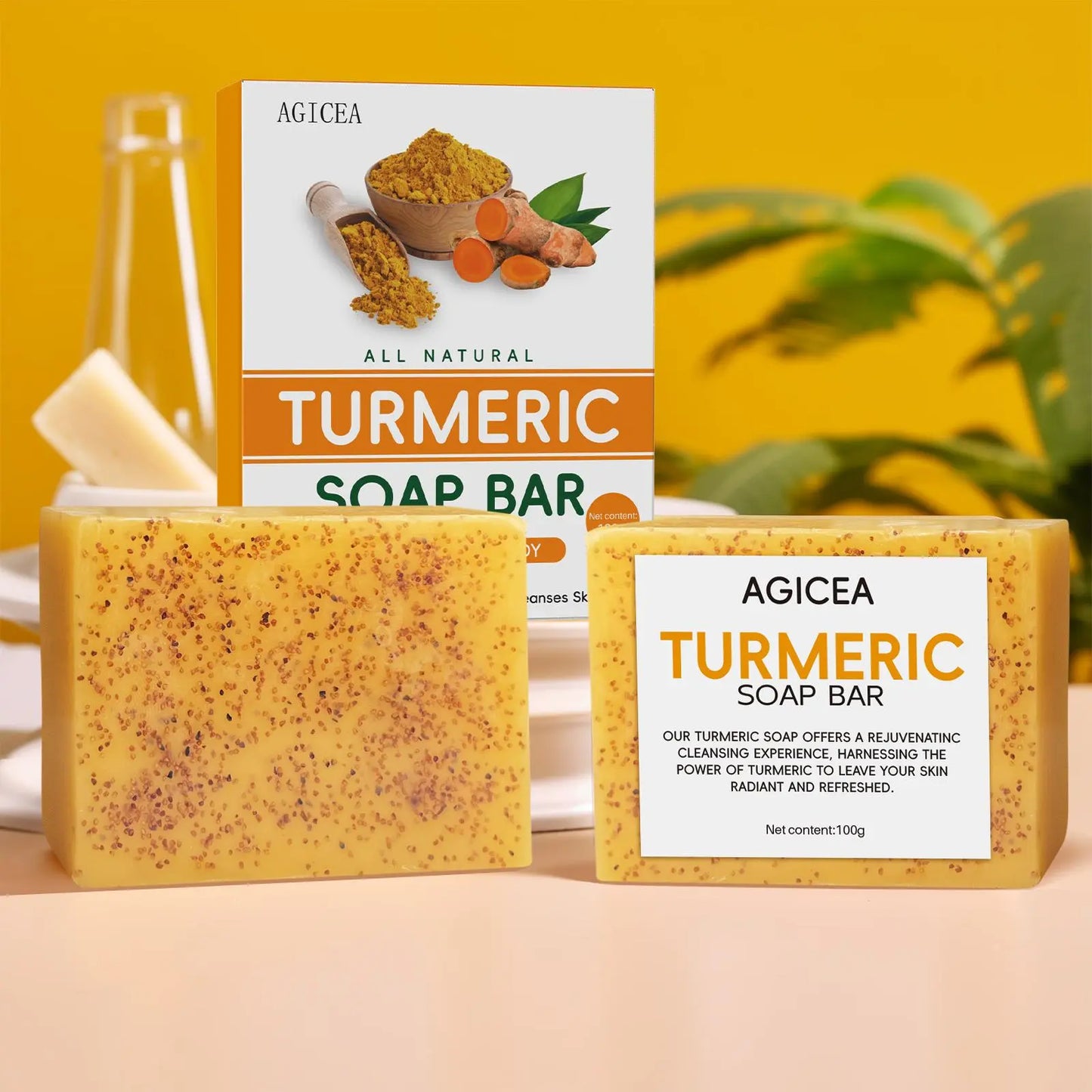Lemon Turmeric 3Pcs Kojic Acid Soap - Gentle Dark Spot Remover for Face Acne Cleanser Cream Cleansing Turmeric Soap Face Facial Skincare Radiant Comfort