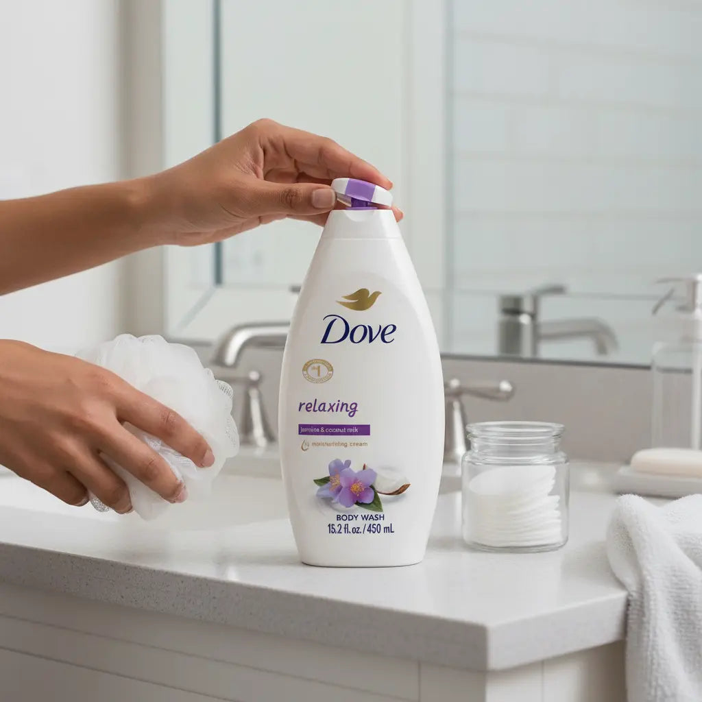 Dove Body Wash Relaxing Jasmine & Coconut Milk (5 Pack) 15.2Oz / 450Ml - 1/4 Moisturizing Cream & Plant Based