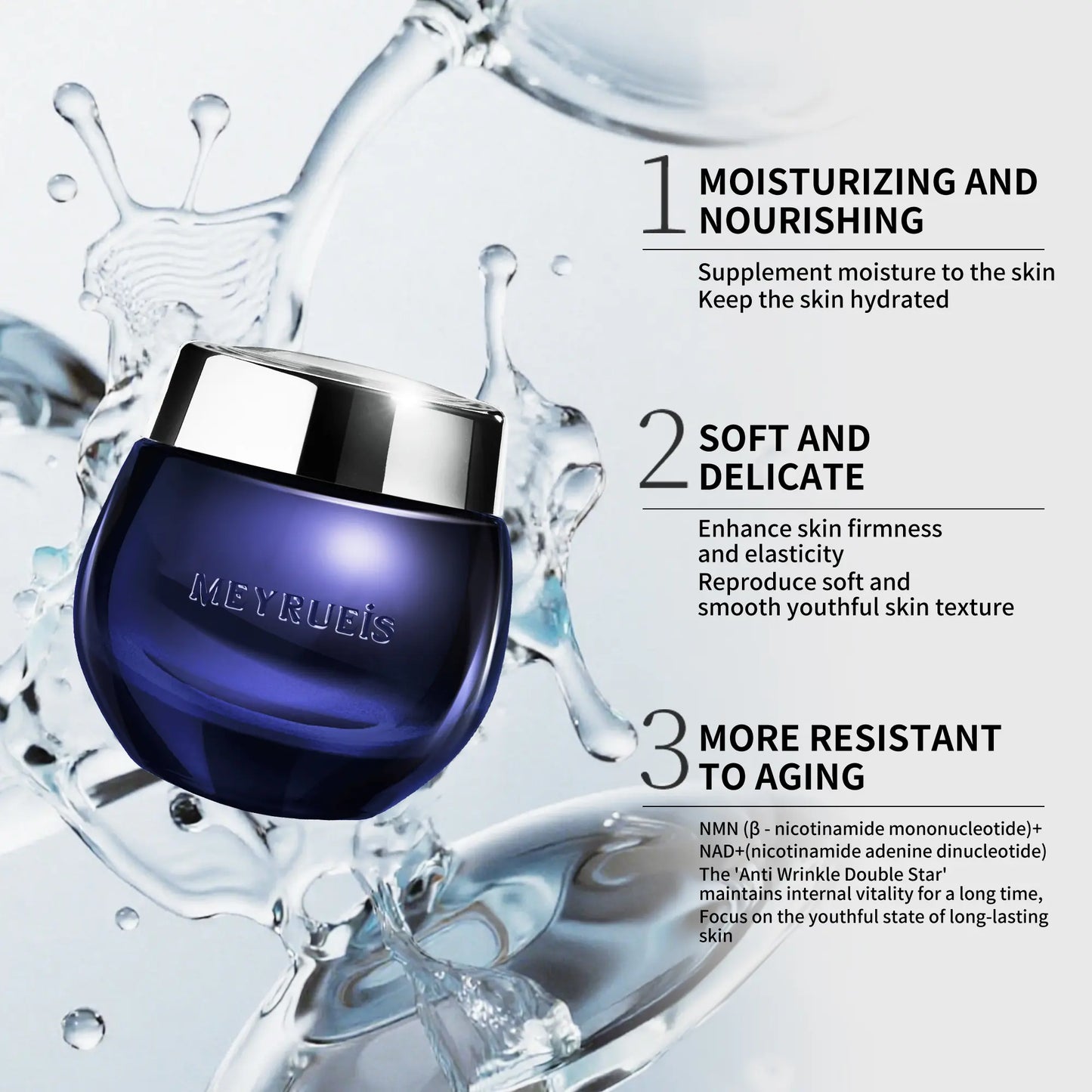 NMN + Nad+Anti-Aging Moisturizer – Lightweight, Non-Greasy, Firms & Smooths Fine Lines | for Sensitive Skin