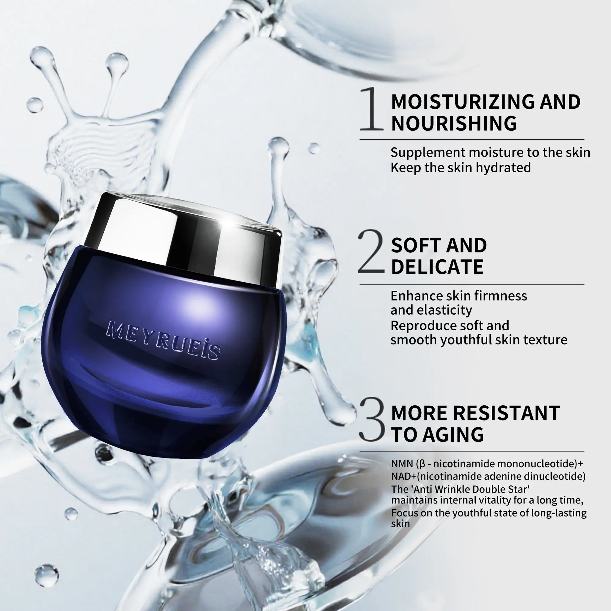 NMN + Nad+Anti-Aging Moisturizer – Lightweight, Non-Greasy, Firms & Smooths Fine Lines | for Sensitive Skin