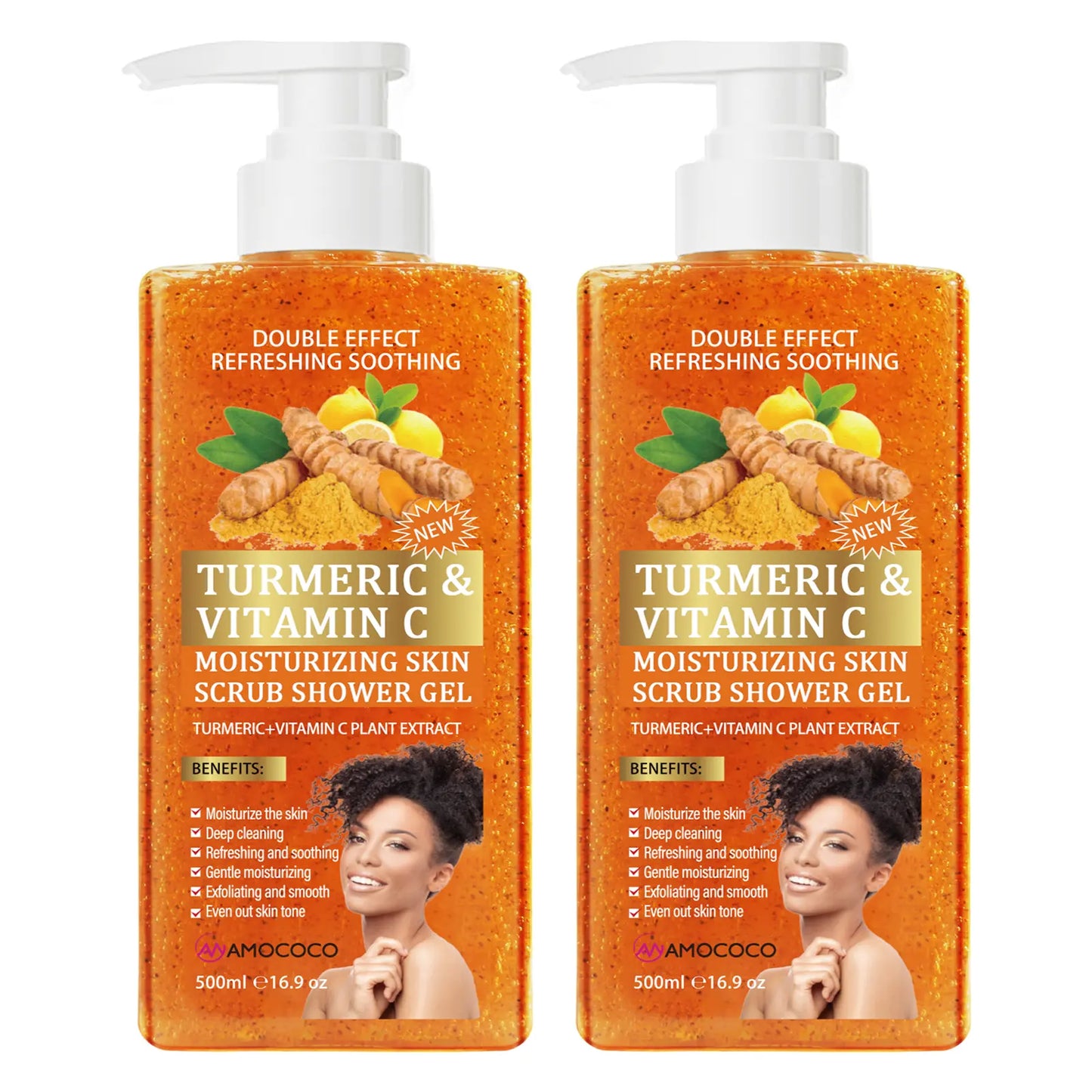 Turmeric Vitamin C Scrub Body Wash 500Ml, Gently Moisturizing and Soothing the Skin with a Long-Lasting Fragrance