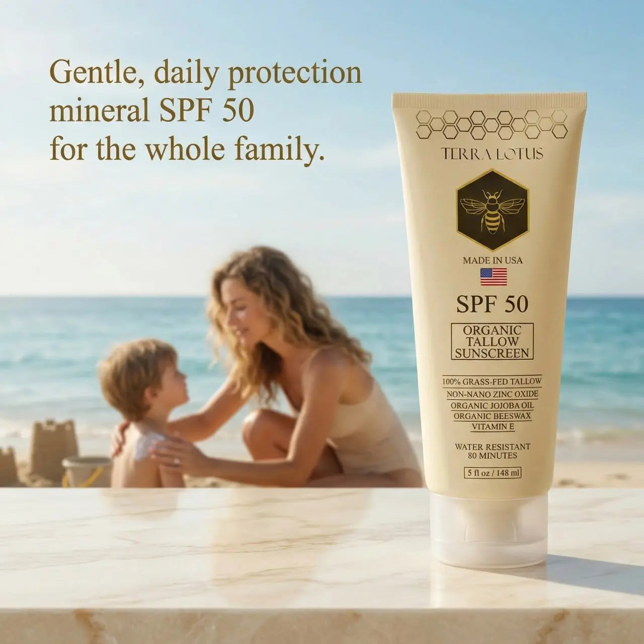 Organic Tallow Sunscreen - Natural Mineral Sunscreen SPF 50 - Safest Organic Natural Tallow & Zinc Oxide Sunblock | Reef Safe, Clean Non-Greasy Formula for Face and Body Skin Repair Skin Repair