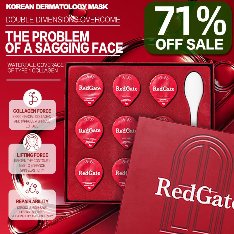Redgate Korean Dermatology Luminous Collagen Mask (9Ea) |Deep Collagen Power Boosting Mask | Tear-Off Facial Mask for Firm Skin Repair
