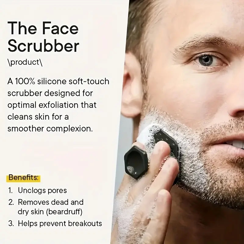 Men'S Face Scrubber, Gentle Exfoliator Pad, Exfoliating Brush and Massager, Fragrance-Free Personal Care Tool for Deep Cleansing and Smoother Shaving, Easy-Grip Design with Non-Irritating, Skin-Friendly Fabric