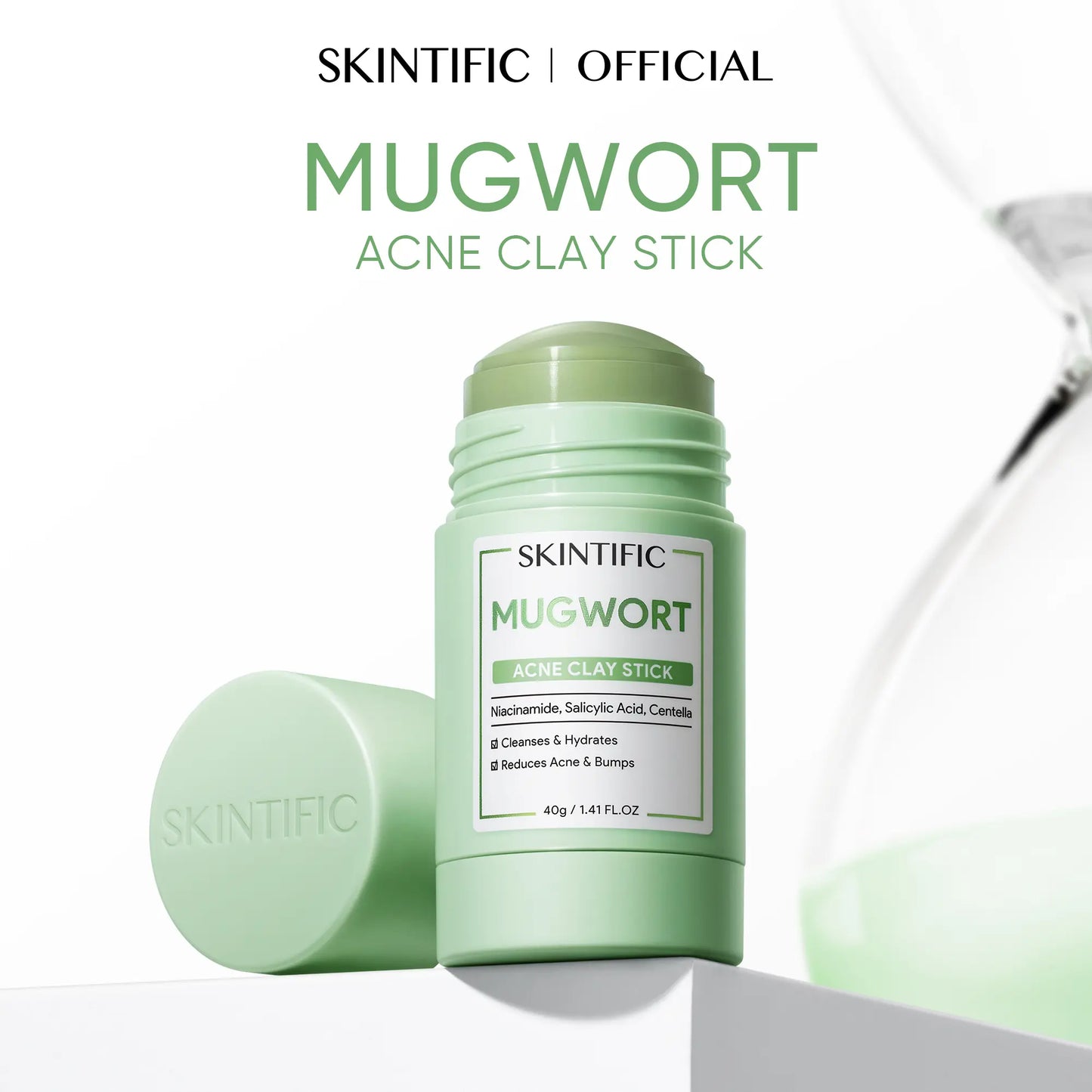 [New Launch] SKINTIFIC Mugwort Acne Clay Mask Stick Niacinamide Salicylic Acid Centella Soothing Oil Control