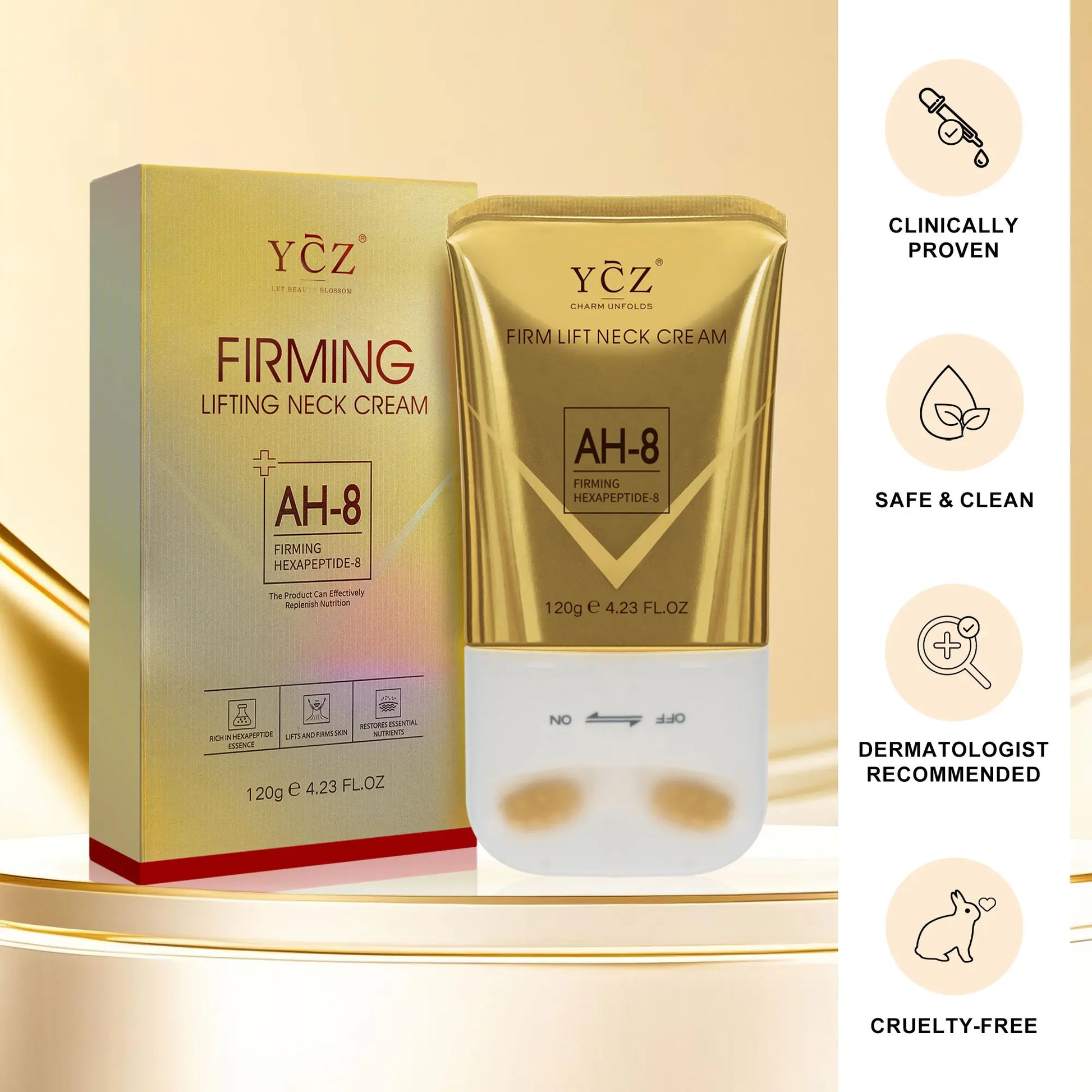 YCZ Neck Firming Cream, Upgraded Formula | Deep Moisturizing for Crepey Skin on Neck, Arms, Thighs & More | Cruelty-Free Skincare #Summervibes