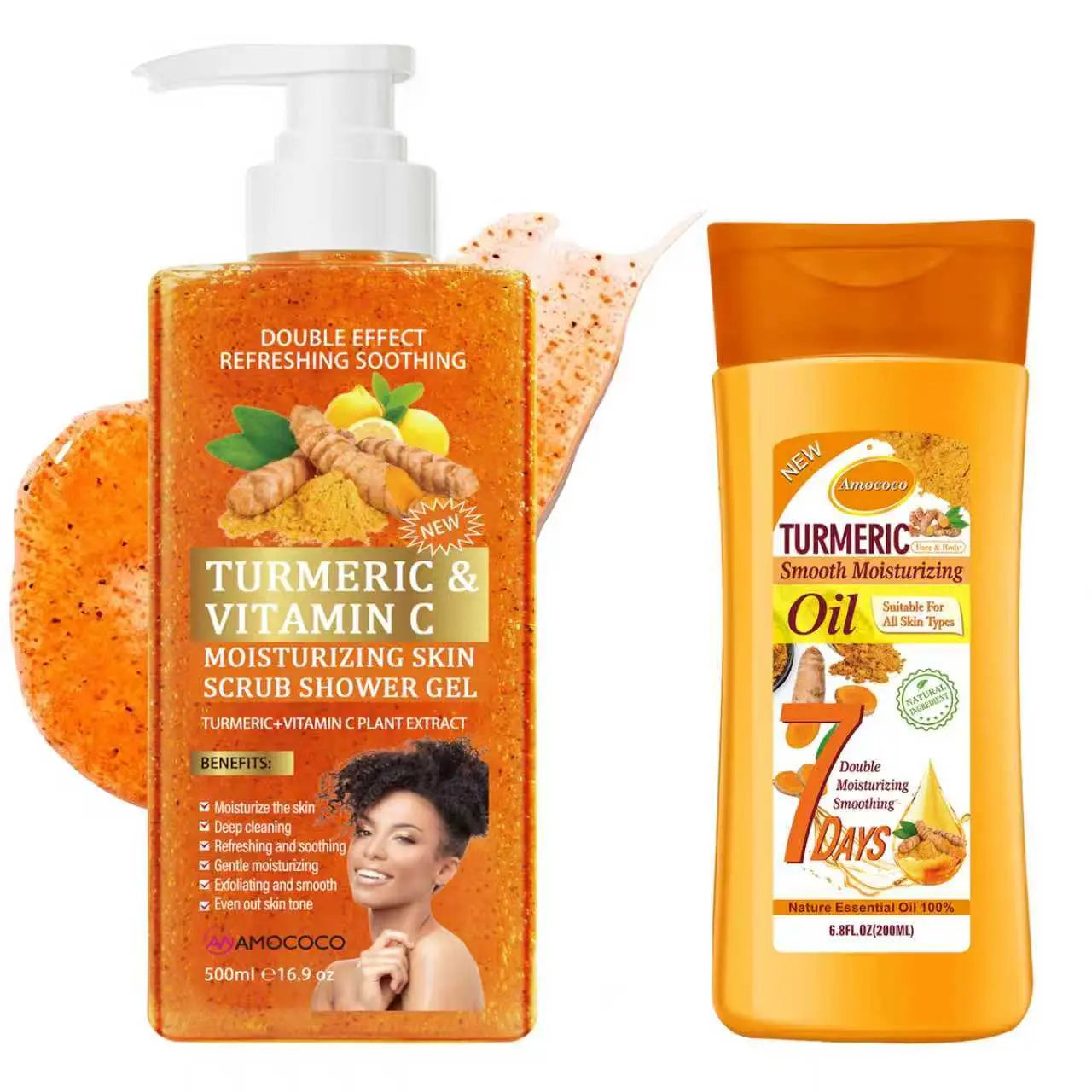 Turmeric Vitamin C Scrub Body Wash 500Ml, Gently Moisturizing and Soothing the Skin with a Long-Lasting Fragrance