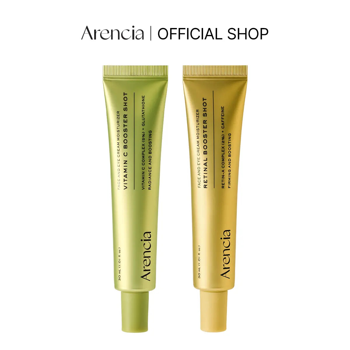 Booster Shot Skin Renewal Duo - Vitamin C & Retinal for Day and Night Brightening, Pore Minimizing, Moisturizing, and Fades Dark Spots | 1.01 Fl Oz + 1.01 Fl Oz