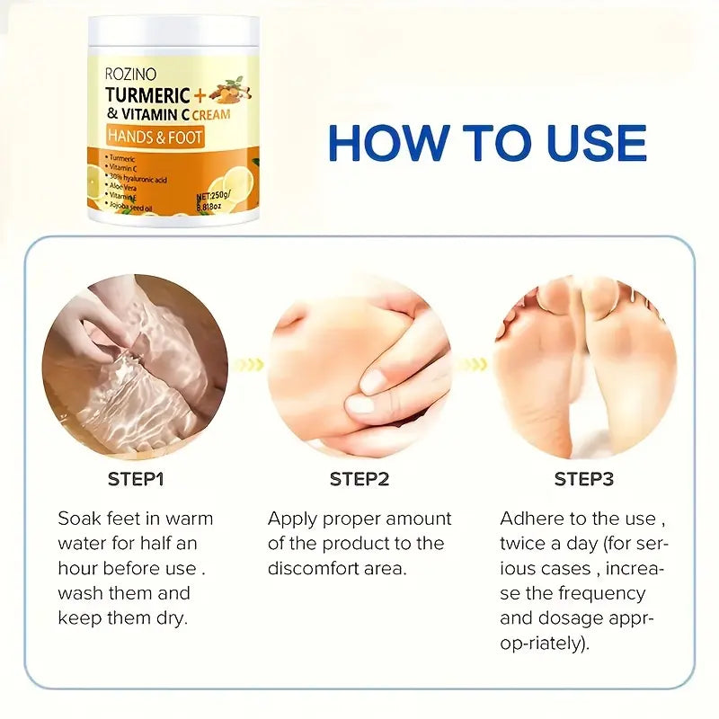 Rozino Turmeric Hands & Foot Firming Cream Hydrating Anti-Wrinkle Tighten Lift Neck Cream for Smooth Wrinkles Tightening and Lift Skin Fine Lines Loose & Sagging Skin on Face & Neck 1.69 Oz Body Care Smoother Moisturizer Moisture