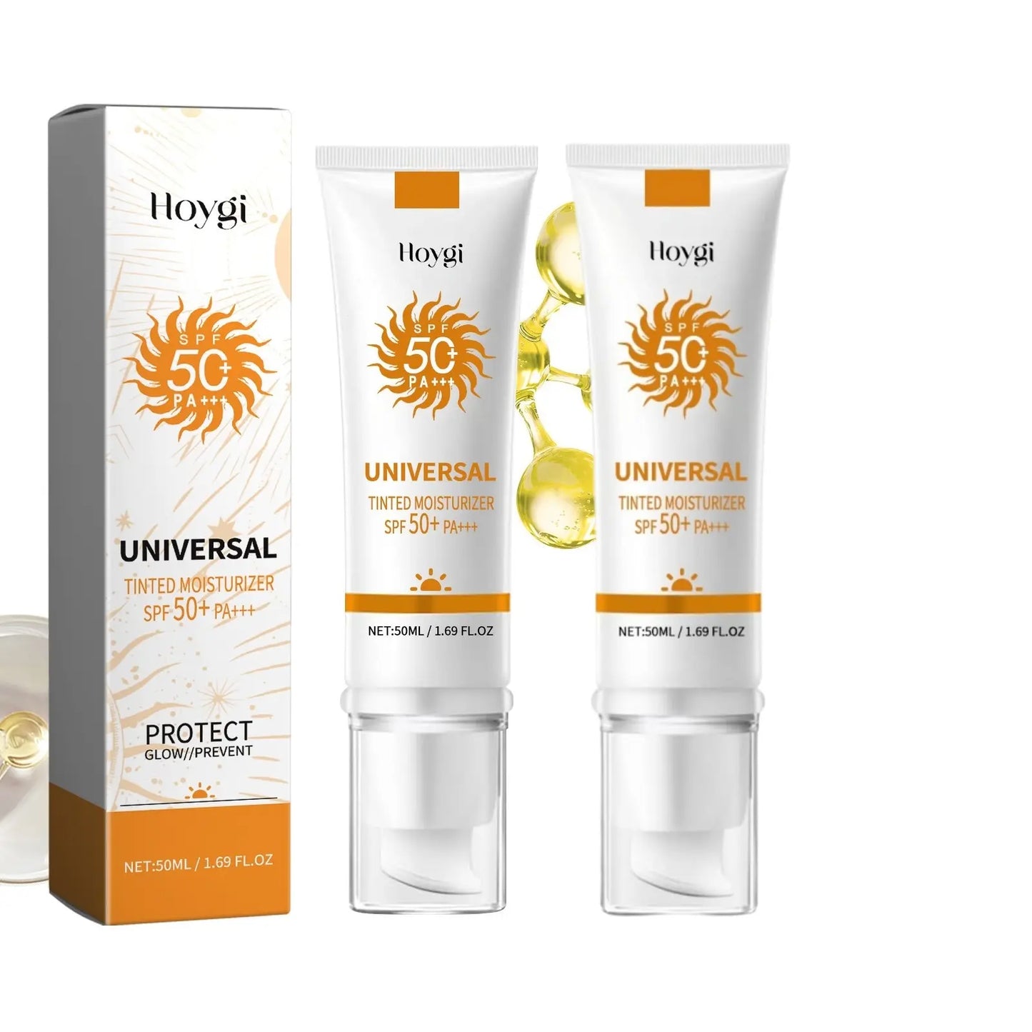 Sunscreen to Prevent Sunburn and Tanning, Universal Tinted Face Moisturizer Sunscreen, SPF 50 PA+++, Water Resistant and Non-Greasy,For All Type Skin Facial Skincare