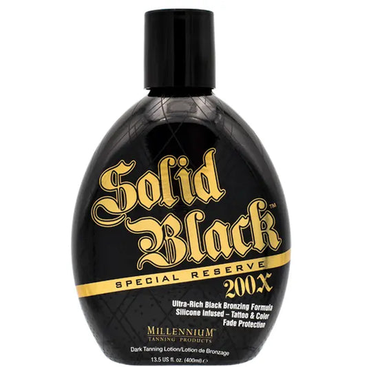 Millennium Tanning Solid Black Special Reserve 200X Bronzing Lotion with Tattoo Protector, Skin Tighteners & Antioxidants, 13.5 Oz