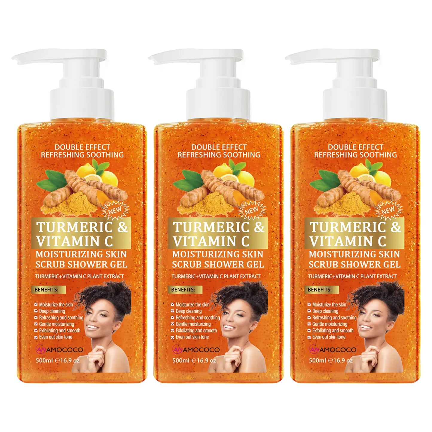 Turmeric Vitamin C Scrub Body Wash 500Ml, Gently Moisturizing and Soothing the Skin with a Long-Lasting Fragrance
