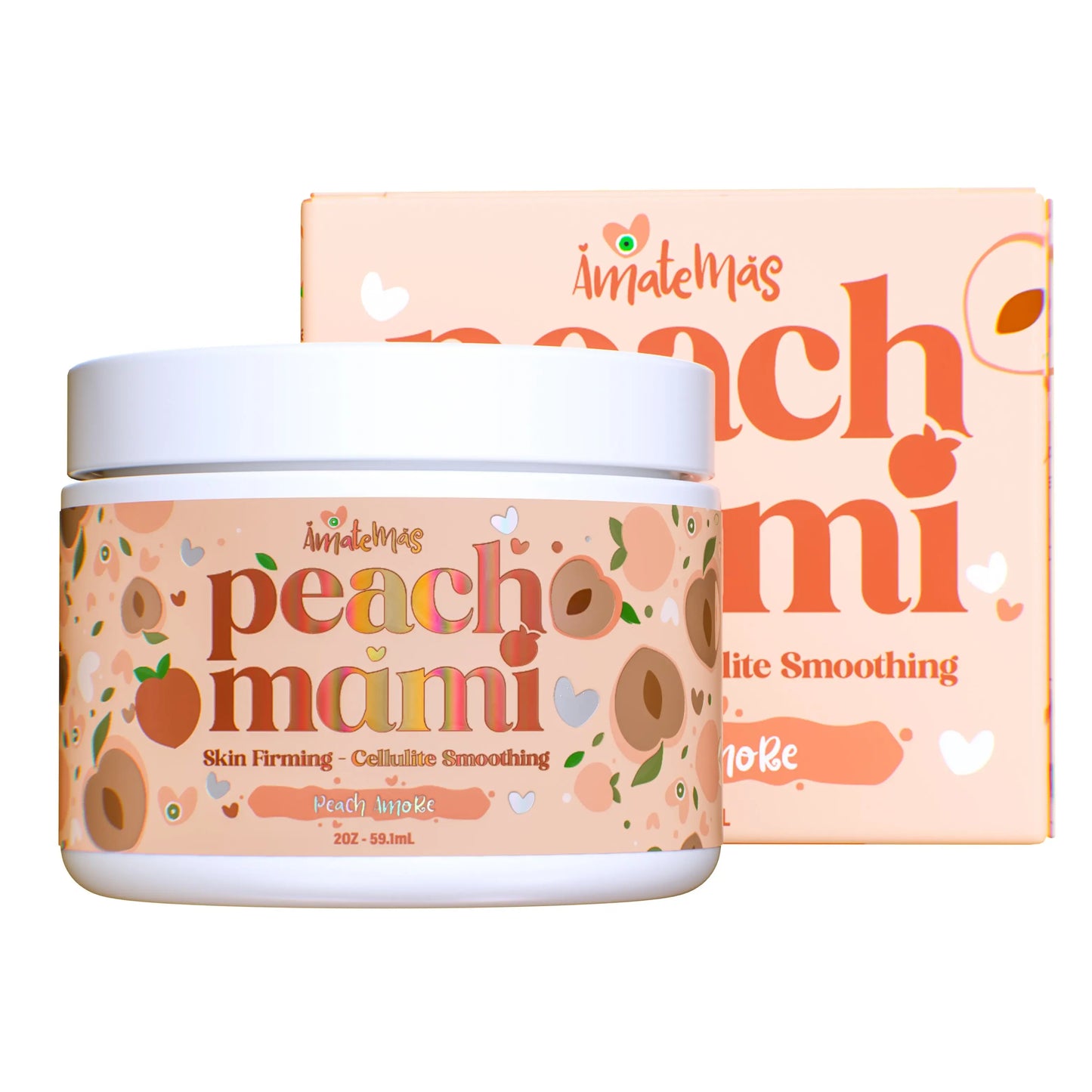 AMATEMAS Peach Mami Skin Firming Body Cream - Vegan Blend Body Care Self Care Product with Caffeine, Hyaluronic Acid, Jasmine, Coconut for All Skin Types Deep Hydration, Smooth Glow
