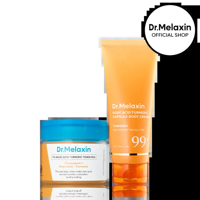 [Dr.Melaxin Official] Kojic Acid Turmeric Amber Face & Body Care Set, Dark Spot & Pigmentation Care for Uneven Skin Tone