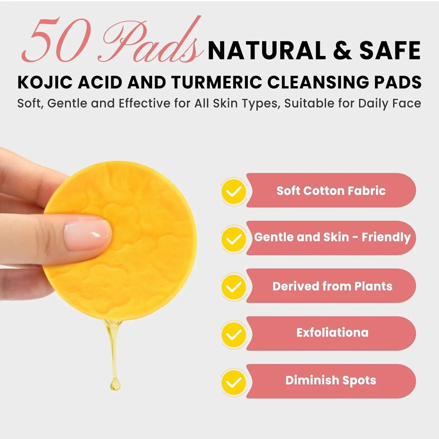 Kojic Acid Turmeric Cleansing Pads Exfoliate for Acne and Dark Spots