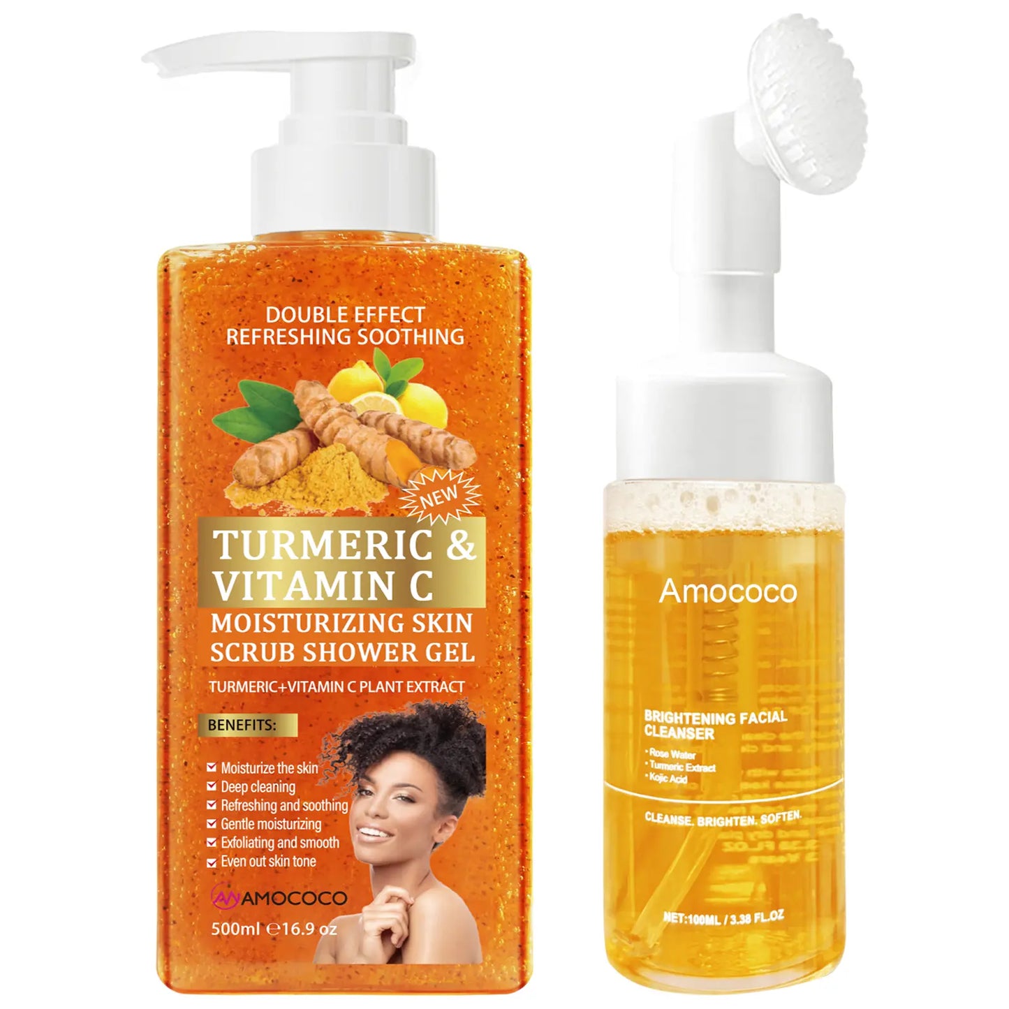 Turmeric Vitamin C Scrub Body Wash 500Ml, Gently Moisturizing and Soothing the Skin with a Long-Lasting Fragrance