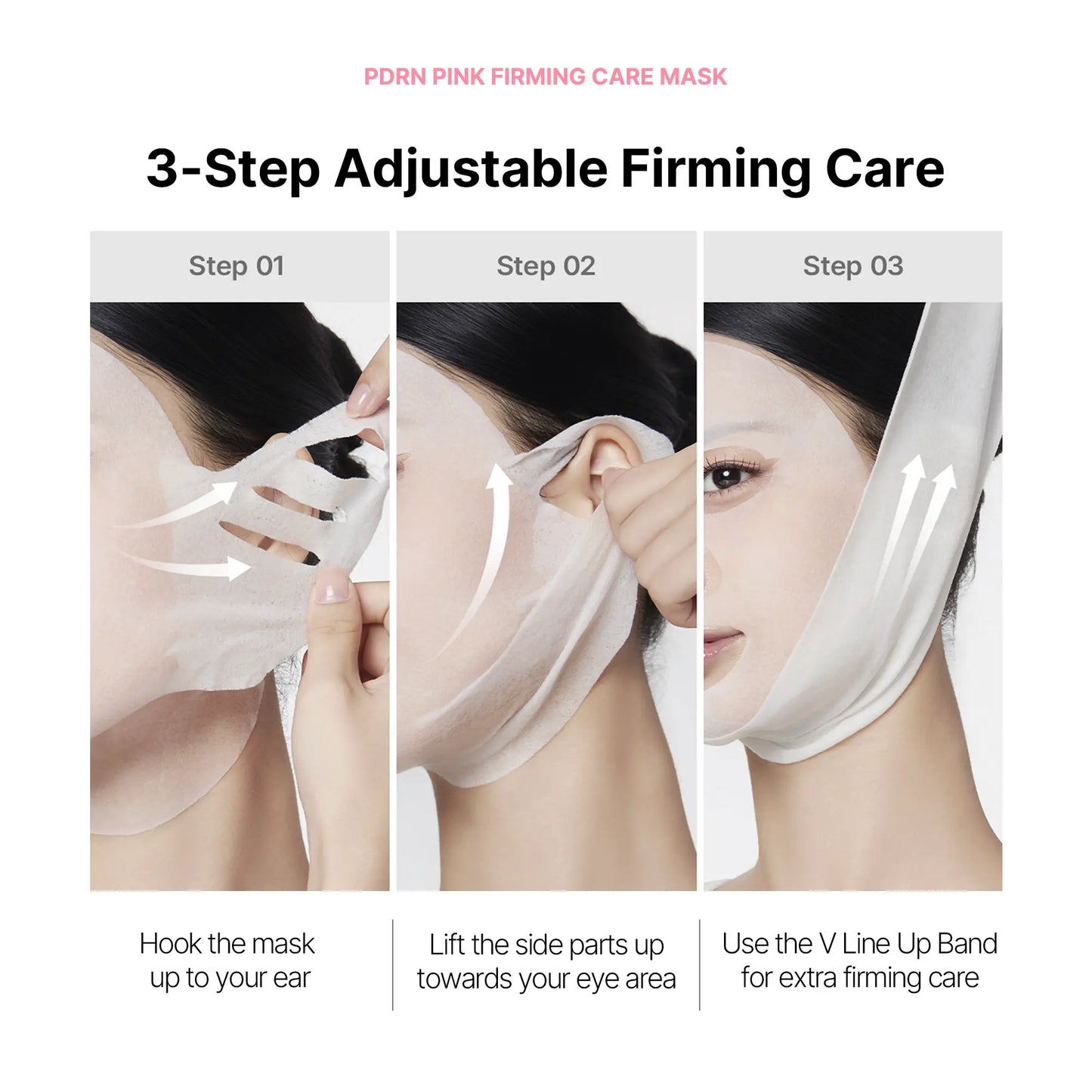[Medicube] PDRN Pink Firming Care Mask | 3-Step Firming Care Mask with Ear Hooks for De-Puffing & Contoured Skin | 99% Salmon PDRN, NAD, Caffeine | K-Beauty, Korean Skincare V-Line Tightening Mask
