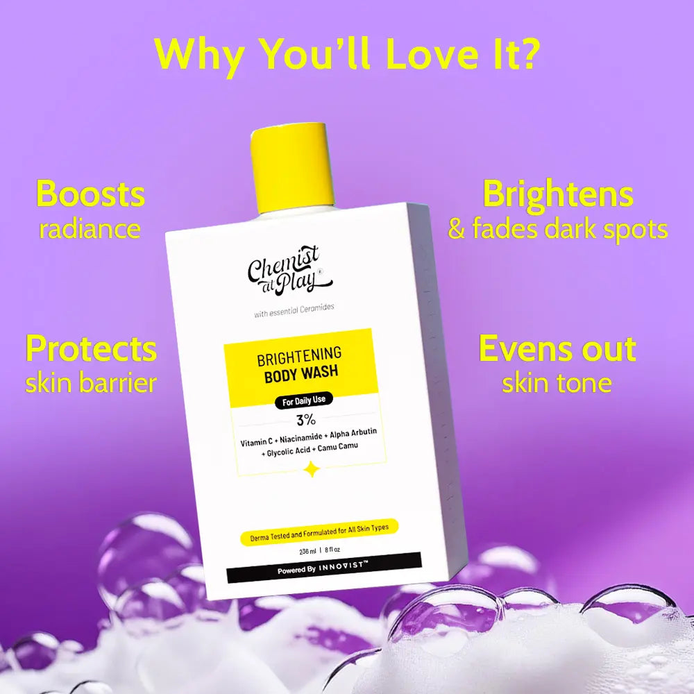 Chemist at Play Brightening Body Wash 236Ml with Camu Camu & Alpha Arbutin for Radiant Skin Repair & Even Tone
