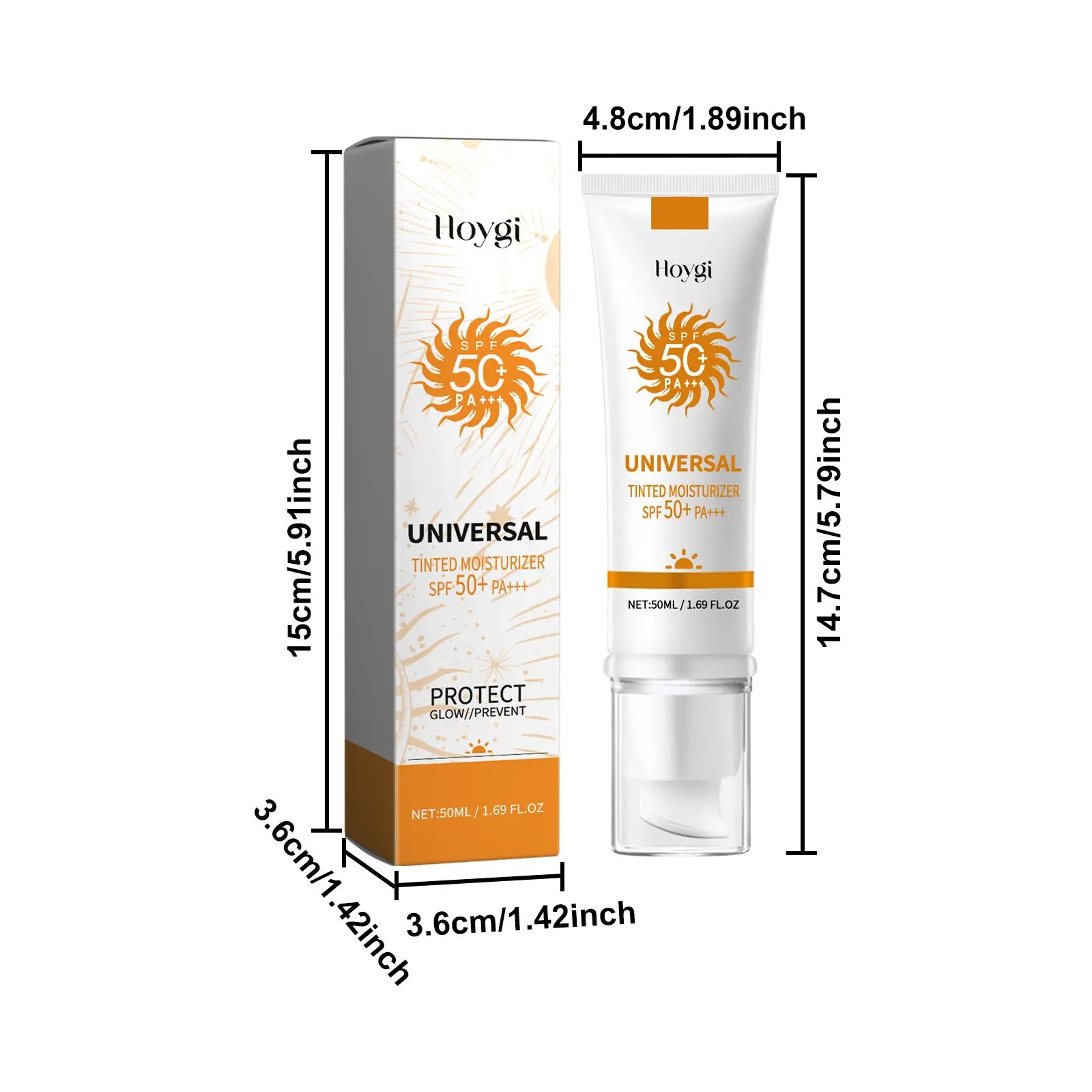 Sunscreen to Prevent Sunburn and Tanning, Universal Tinted Face Moisturizer Sunscreen, SPF 50 PA+++, Water Resistant and Non-Greasy,For All Type Skin Facial Skincare