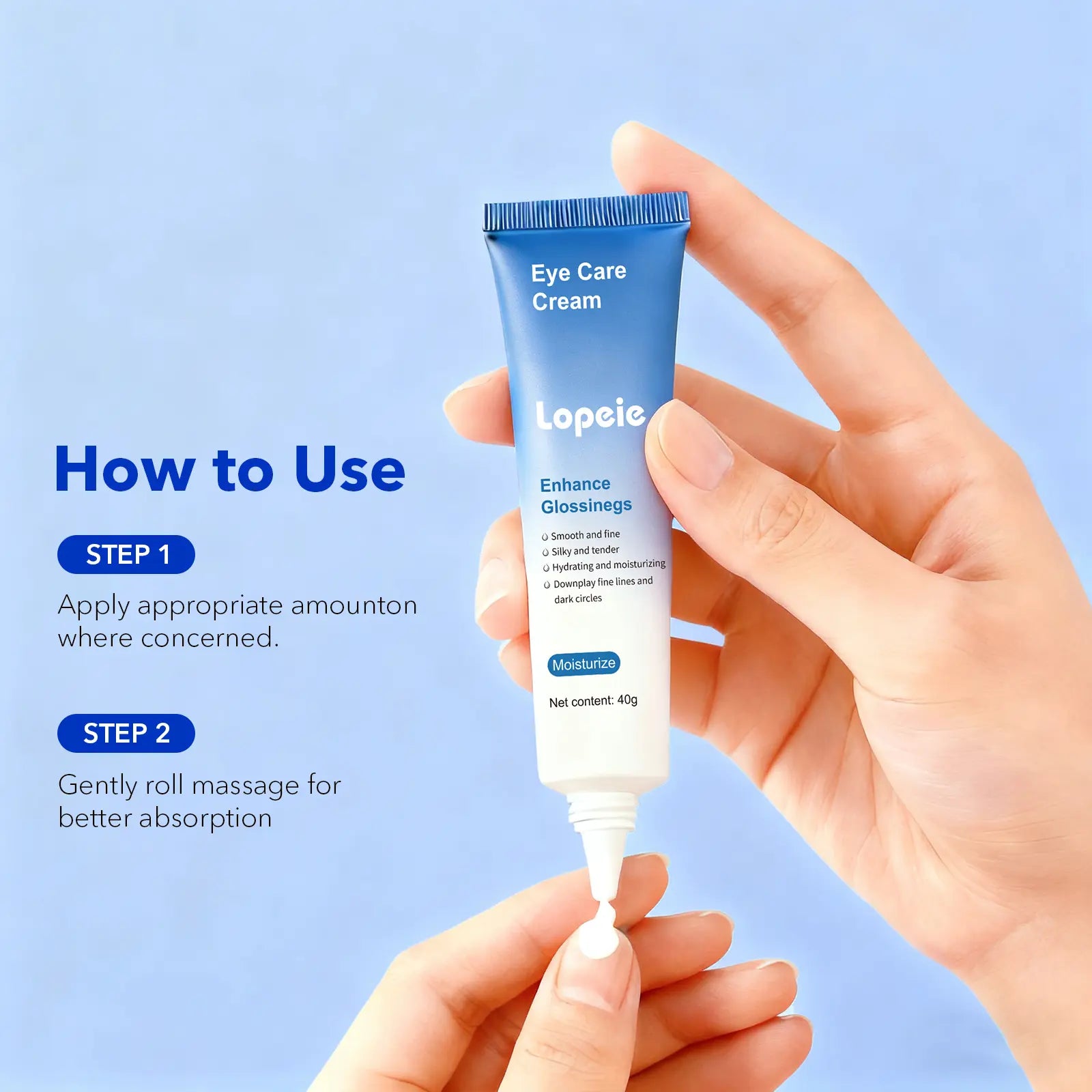 Lopeie Eye Cream with Hyaluronic Acid, Caffeine, Peony Seed Oil & 5-Peptide Complex – Hydrates, Brightens & Reduces Puffiness