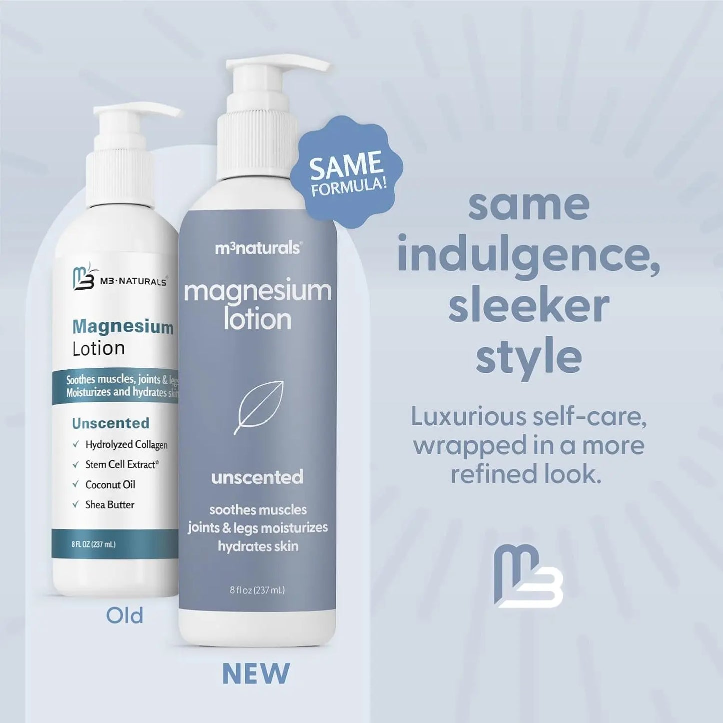Unscented Magnesium Lotion for Sleep & Leg Cramps, Suitable for Sensitive Skin, Helps with Muscle Relaxation, Soothes Tired Legs & Foot Aches and Supports Restful Nights, 8 Fl Oz by M3