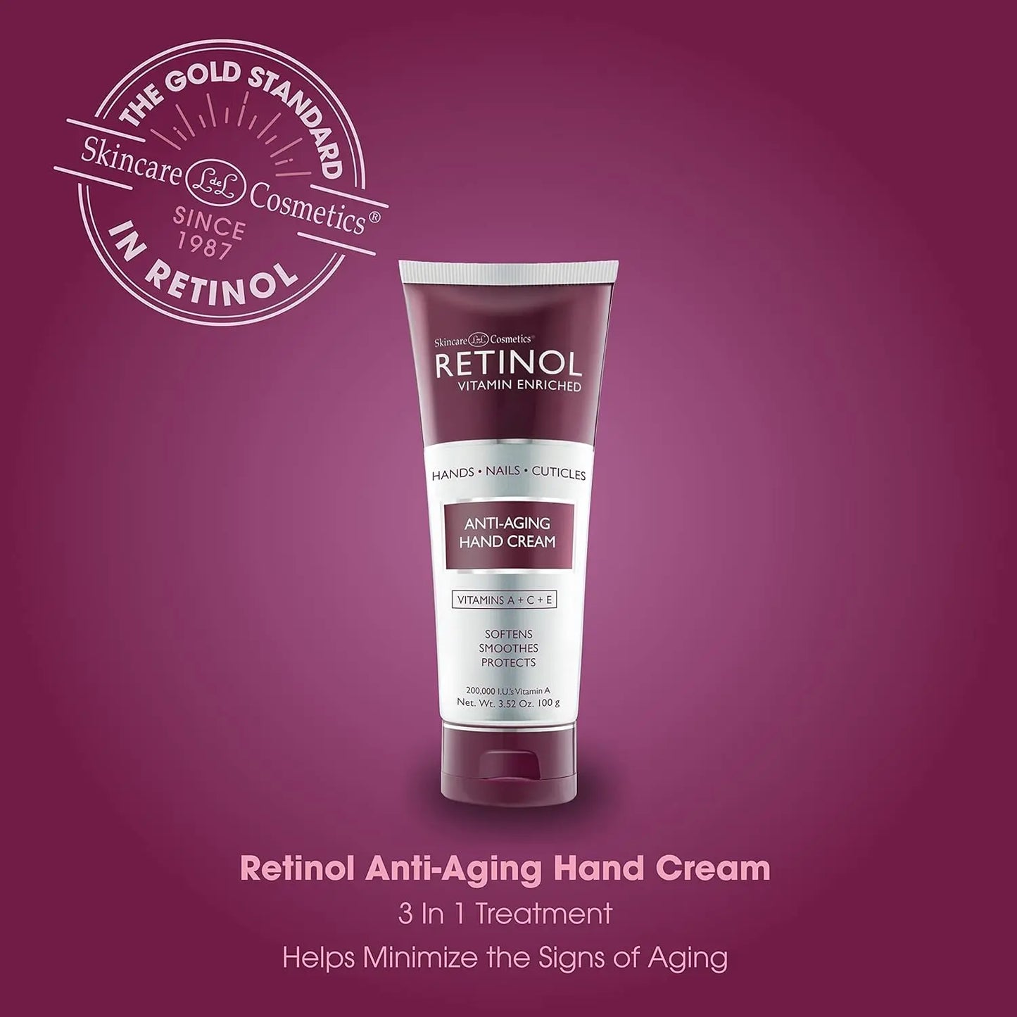 Retinol Anti-Aging Hand Cream - Vitamin a Retinol + Vitamins C & E + Green Tea Extract - Hands, Nails & Cuticles - LIVAURA