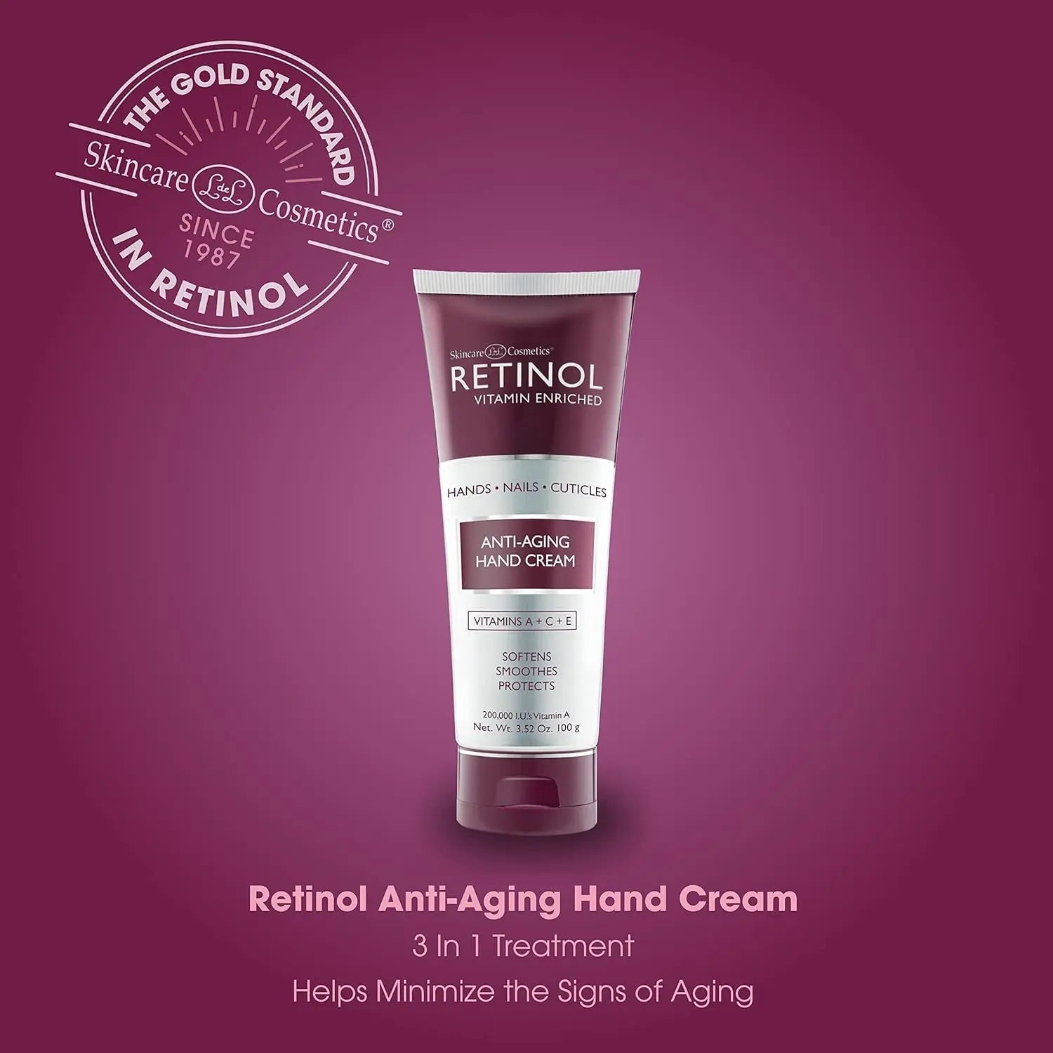 Retinol Anti-Aging Hand Cream - Vitamin a Retinol + Vitamins C & E + Green Tea Extract - Hands, Nails & Cuticles - LIVAURA
