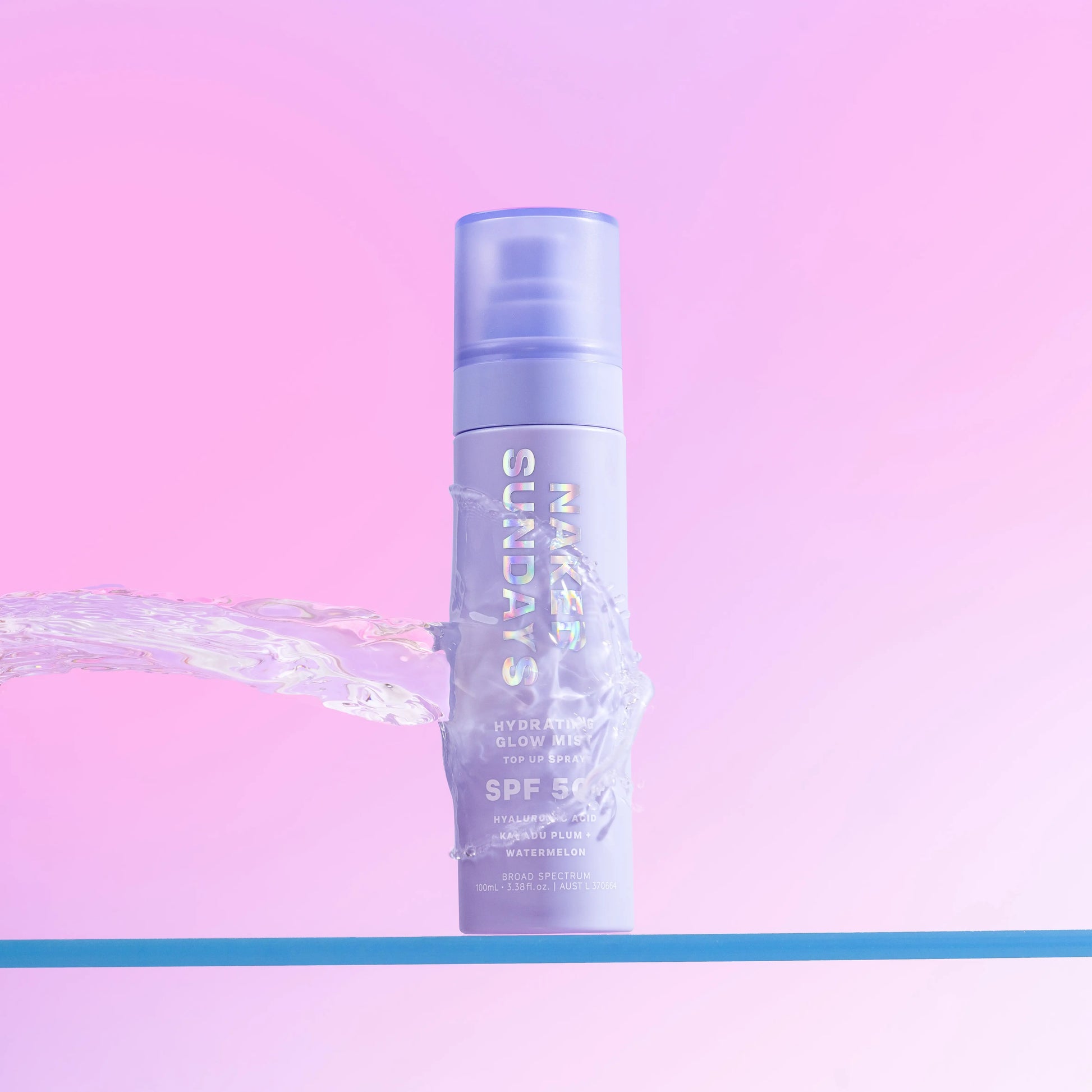 Naked Sundays SPF50+ Hydrating Glow Mist Setting Spray Sunscreen Infused with Hyaluronic Acid & Watermelon Extract for Glass Skin Glow