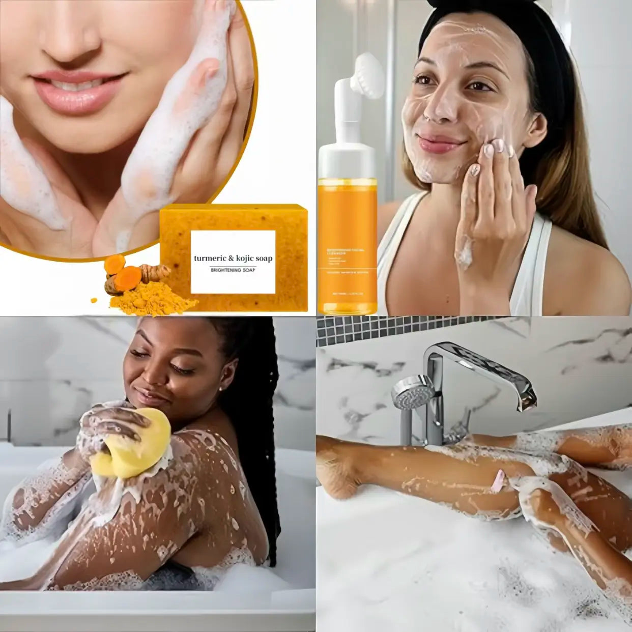 Turmeric Wash Two Piecesetturmericcleansing Mousse, Turmeric Soapfacialcleansing Skincare Facialcleansing Cleanserfacial Wash Comfort,Father'S Day Gift Soap Face Cleaner