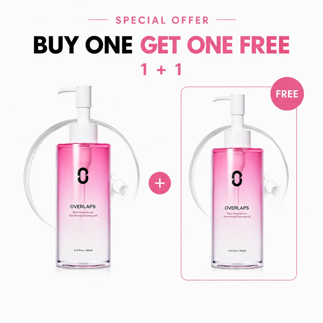 OVERLAPS Pink Desert Ectoin Pore Sweep Cleansing Oil | Gentle Oil Cleanser for Face, Makeup Blackhead Remover, Deep Cleansing, Korean Skin Care for Sensitive Skin, 6.76 Fl.Oz.