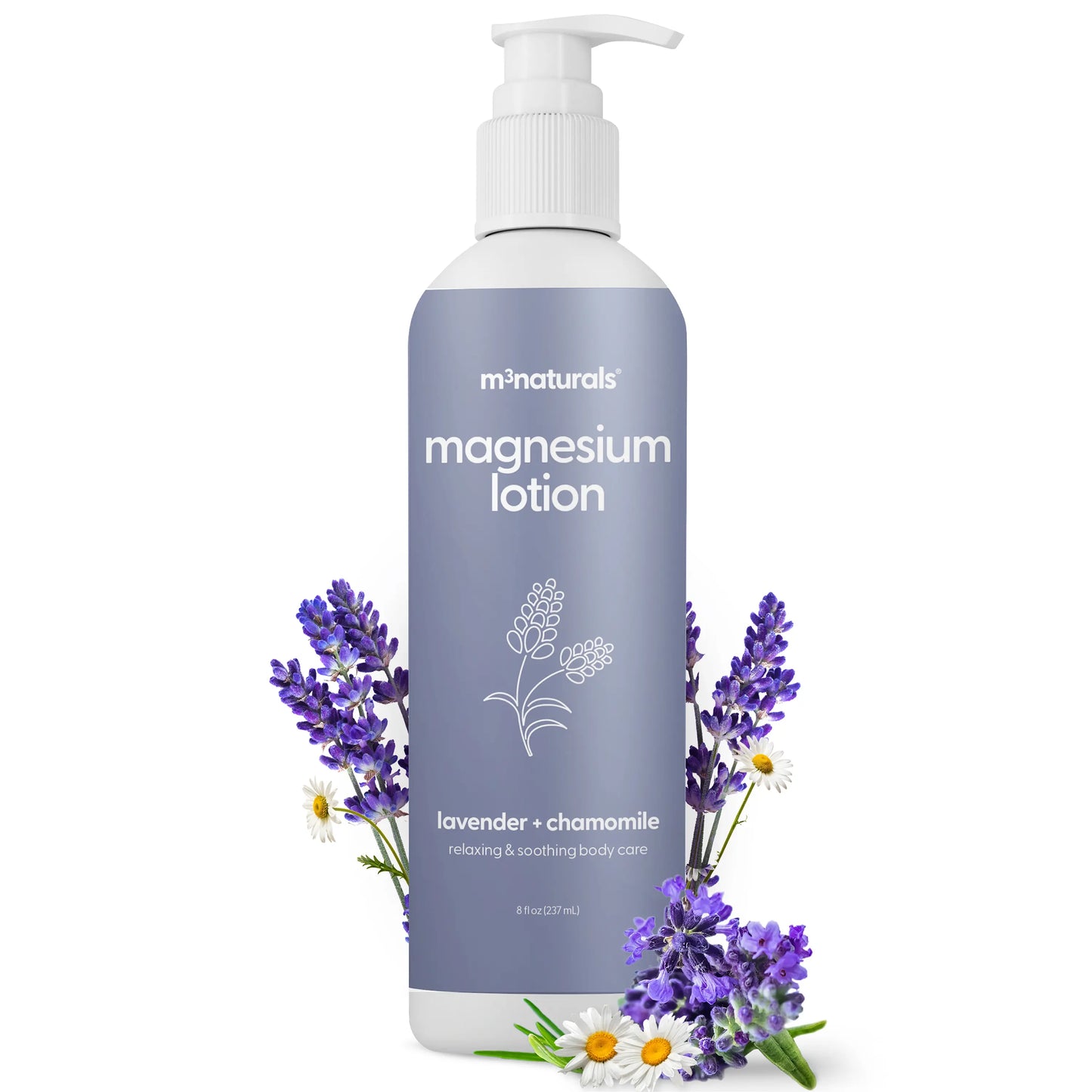 Unscented Magnesium Lotion for Sleep & Leg Cramps, Suitable for Sensitive Skin, Helps with Muscle Relaxation, Soothes Tired Legs & Foot Aches and Supports Restful Nights, 8 Fl Oz by M3