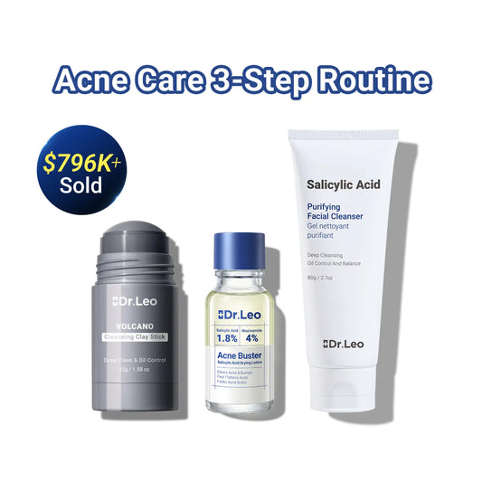 【Bundle & Save】Dr.Leo Salicylic Acid Acne Treatment Set | 24H Pimple Rescue + 15 Minutes Blackhead Removal + Pore Detox + Oil Control | Drying Lotion + Clay Mask Stick + Cleanser Skin Repair #Mothersdaygift #Summervibes